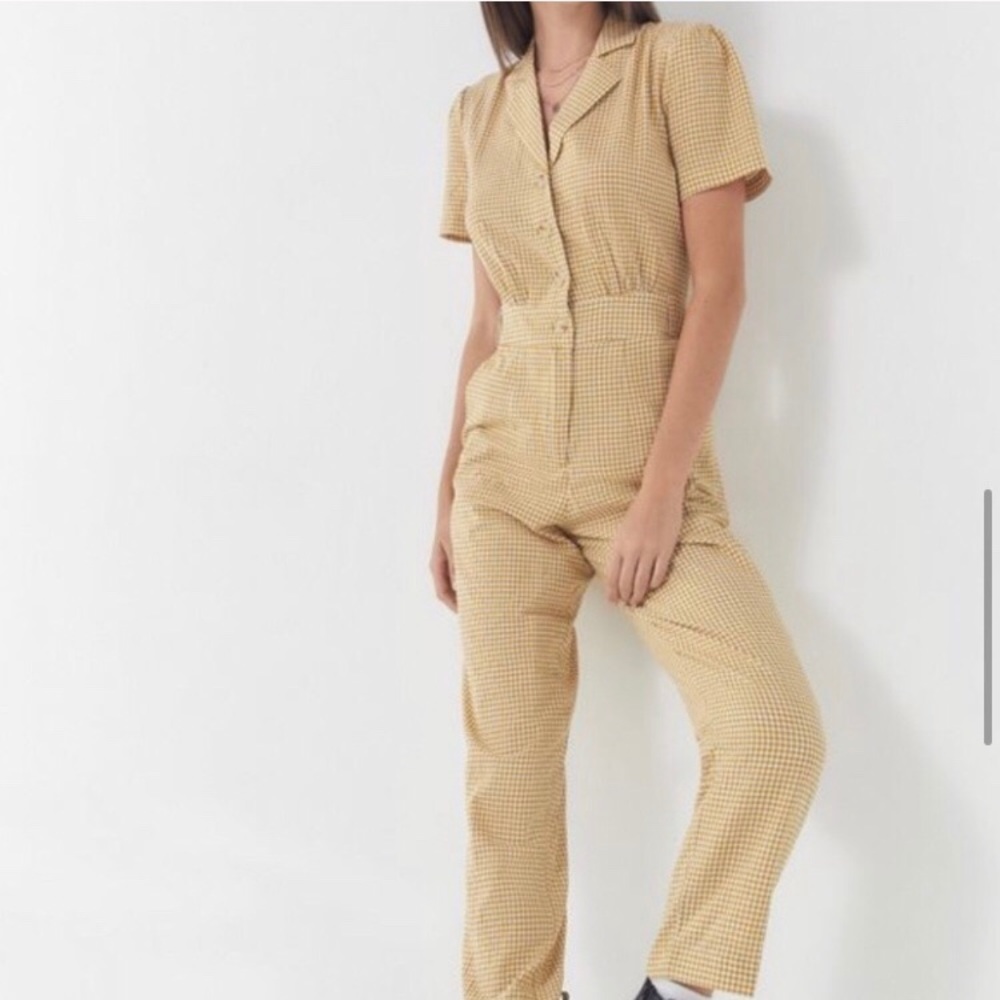 UO Yellow Gingham Jumpsuit